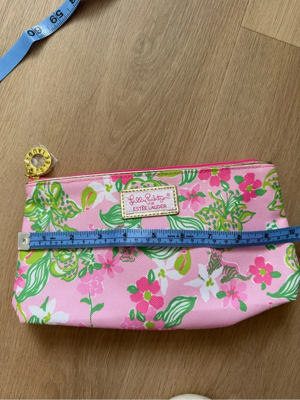 Lilly Pulitzer x Estée Lauder Pink Green Floral Cosmetic Pouch